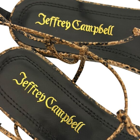 Jeffrey Campbell Trawl Sandals Flats Shoes Beige Black Snake 6.5 NIB - Picture 5 of 10